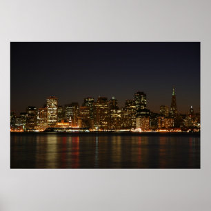 Póster Skyline de San Francisco de noche