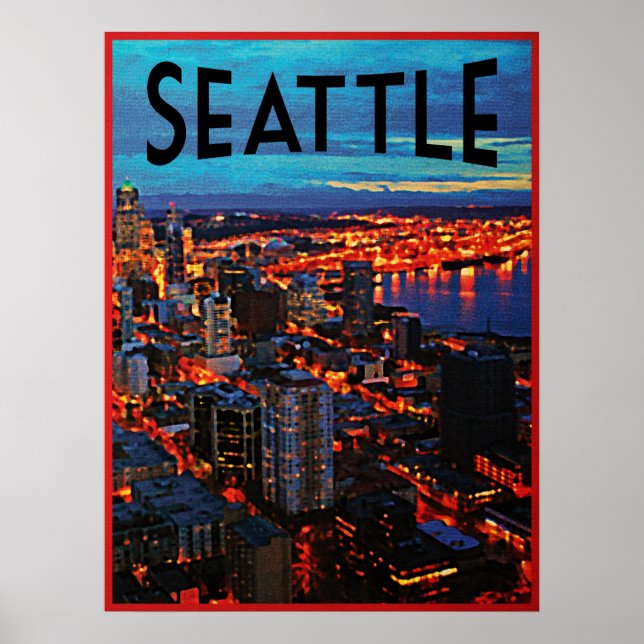 Póster Skyline de Seattle (Frente)