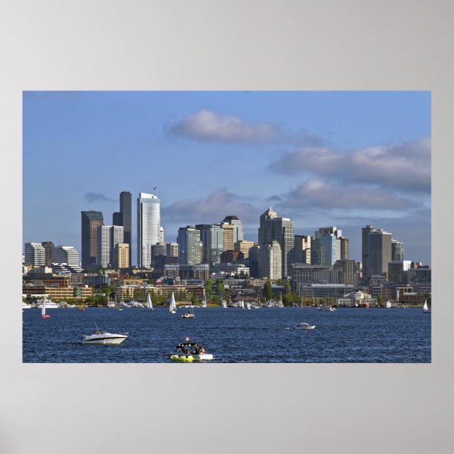 Póster Skyline de Seattle Washington, Poster de Lake Unio (Frente)