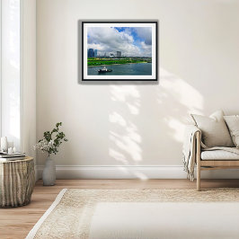 Póster Skyline de Singapur Marina Bay Sands Tugboat