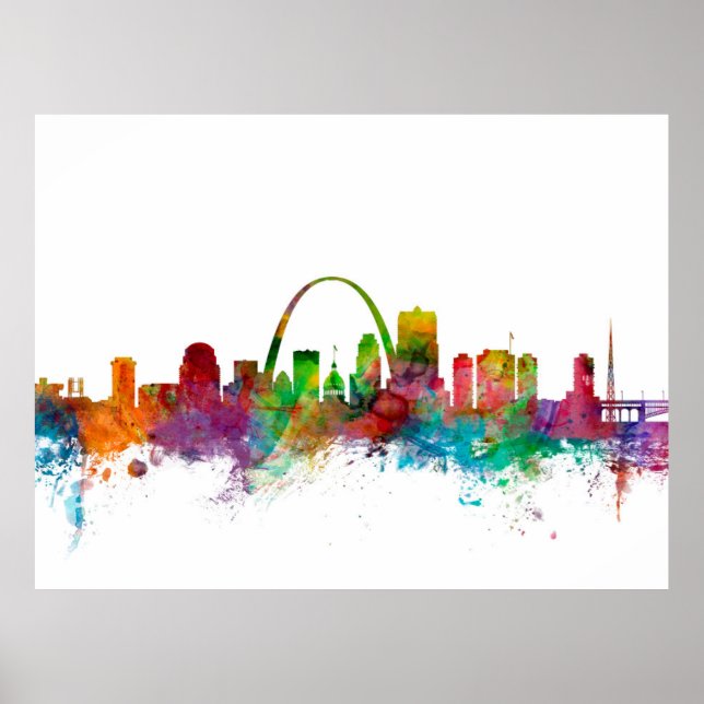 Póster Skyline de St Louis Missouri (Frente)