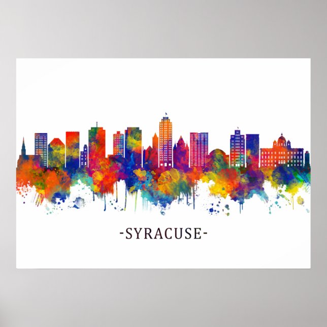 Póster Skyline de Syracuse Nueva York (Frente)