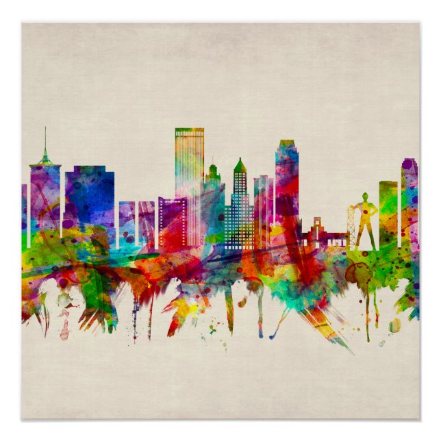 Póster Skyline de Tulsa Oklahoma (Anverso)