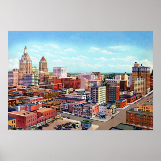 Póster Skyline de Tulsa Oklahoma (Frente)