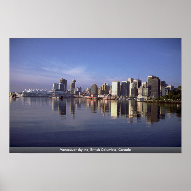Póster Skyline de Vancouver, Columbia Británica, Canadá (Frente)