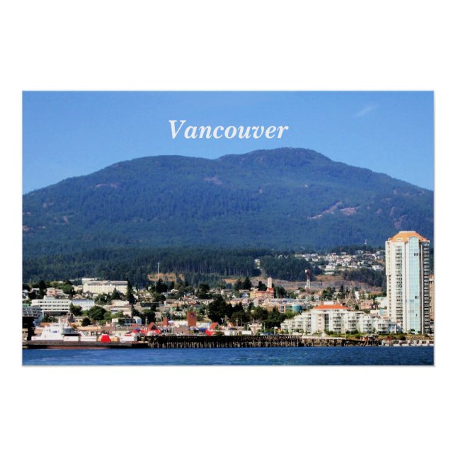 Póster Skyline de Vancouver, etiquetado, (Anverso)