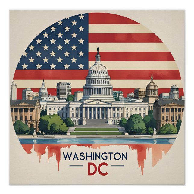 Póster Skyline de Washington DC (Anverso)