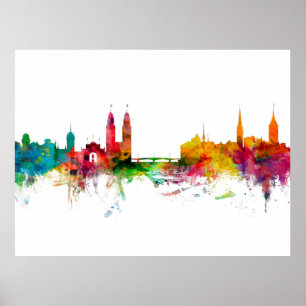 Póster Skyline de Zurich Suiza