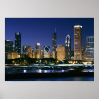 Skyline del centro de Chicago de noche