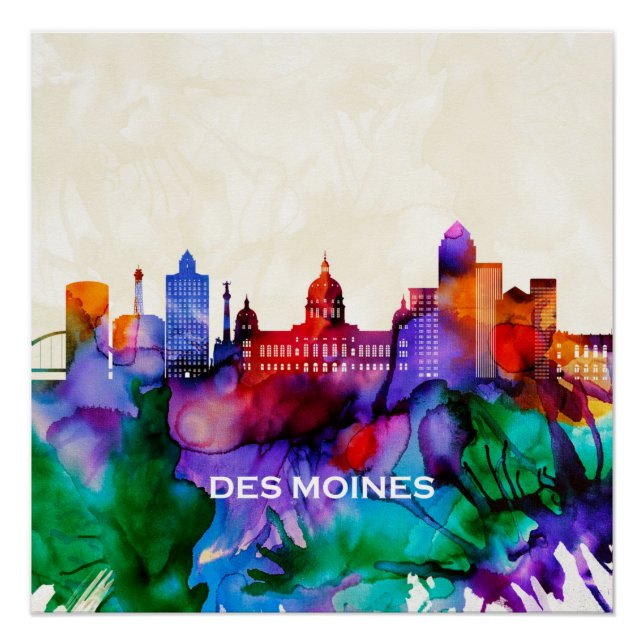 Póster Skyline Des Moines (Anverso)