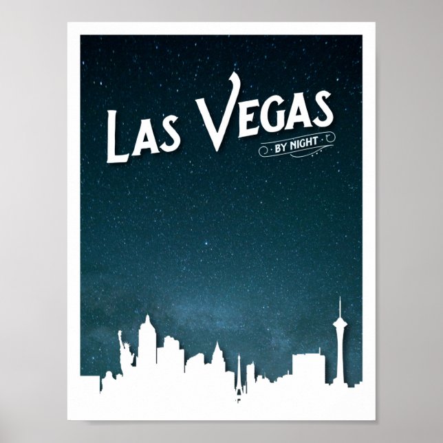 Póster Skyline Las Vegas de noche, Las Vegas, Nevada (Frente)