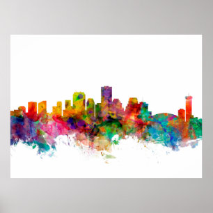 Póster Skyline Louisiana de Nueva Orleans