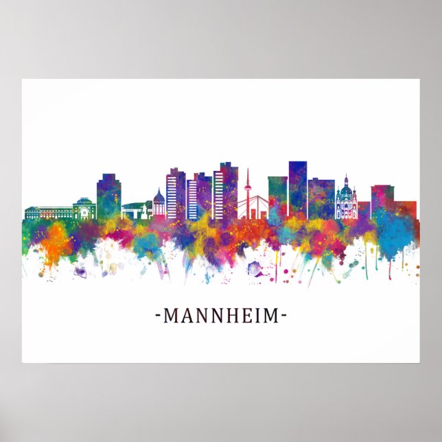 Póster Skyline Mannheim Alemania (Frente)