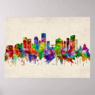 Póster Skyline Milwaukee Wisconsin
