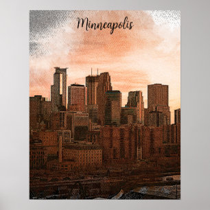 Póster Skyline Minneapolis Minnesota