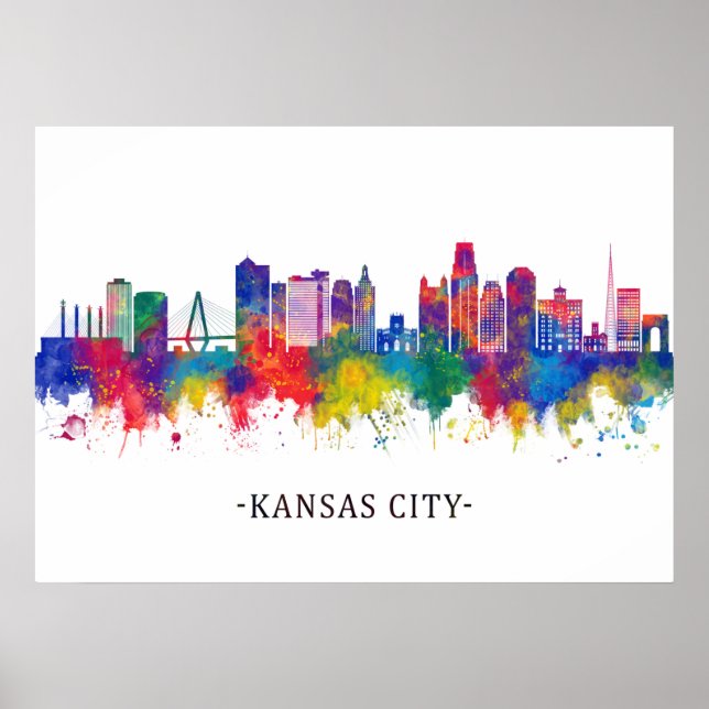 Póster Skyline Missouri de Kansas City (Frente)