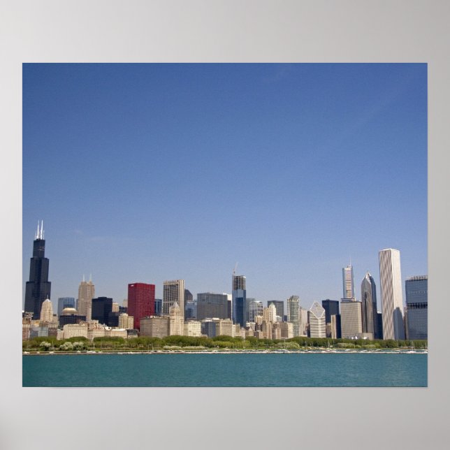 Póster Skyline of Chicago, Illinois, USA. (Frente)