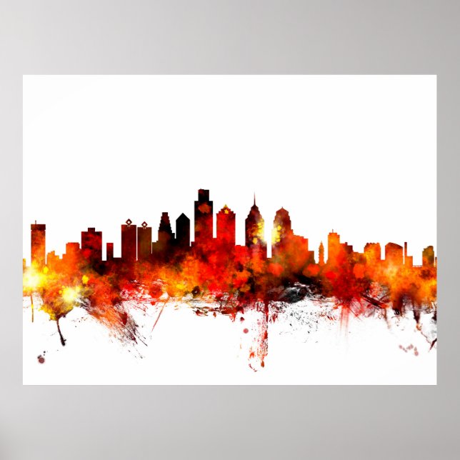 Póster Skyline Philadelphia Pennsylvania (Frente)