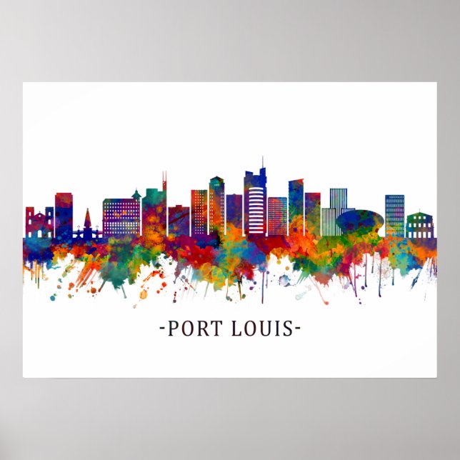 Póster Skyline Port Louis Mauritius (Frente)