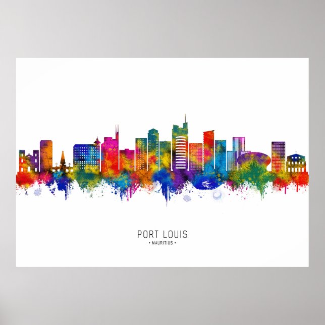 Póster Skyline Port Louis Mauritius (Frente)