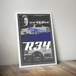 Póster Skyline R34 Rápido y Furioso