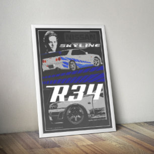 Póster Skyline R34 Rápido y Furioso