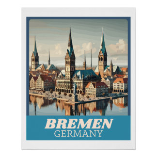 Póster Skyline Retro Bremen