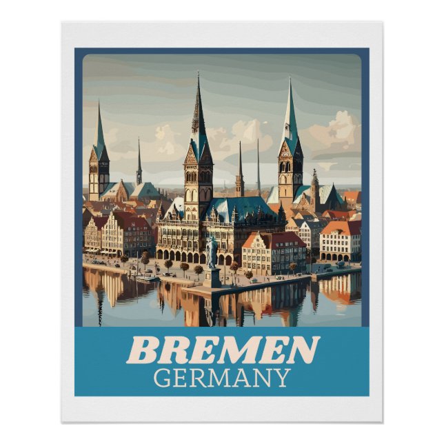 Póster Skyline Retro Bremen (Anverso)