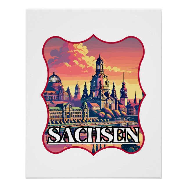 Póster Skyline Retro Sachsen (Anverso)