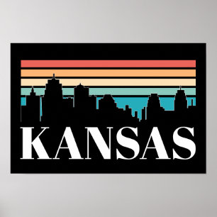 Póster Skyline Retro Vintage Kansas City Silhouette