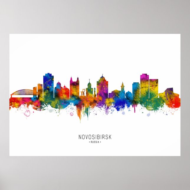 Póster Skyline Rusia de Novosibirsk (Frente)