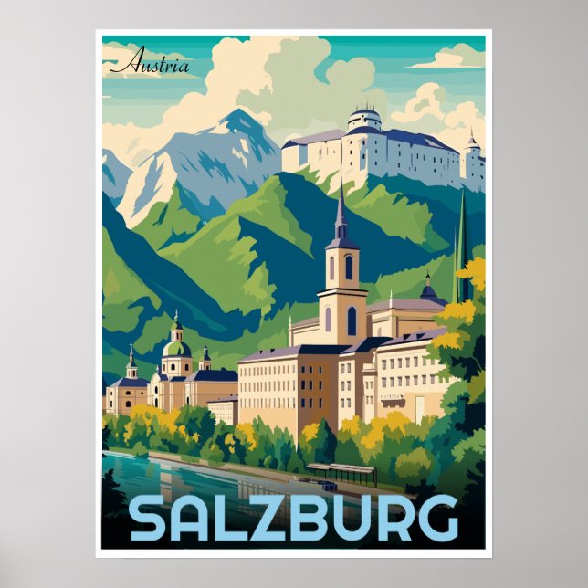 Póster Skyline salzburg, capital de Austria (Frente)