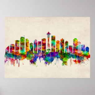 Póster Skyline Seattle Washington