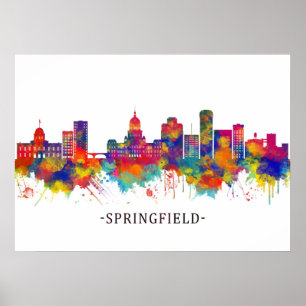 Póster Skyline Springfield Illinois