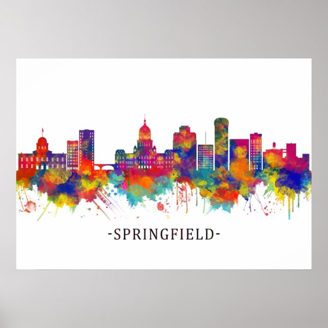 Póster Skyline Springfield Illinois (Frente)
