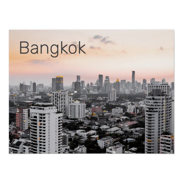 Póster Skyline Sunset Panorama BKK Tailandia (Anverso)