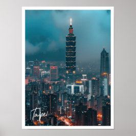 Póster Skyline Taipei en el famoso lugar de viaje de dusk