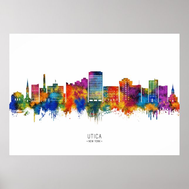 Póster Skyline Utica Nueva York (Frente)