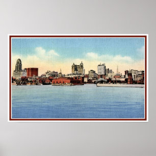 Póster Skyline Vintage desde el puerto, Buffalo NY