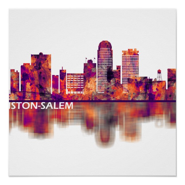 Póster Skyline Winston-Salem North Carolina (Anverso)
