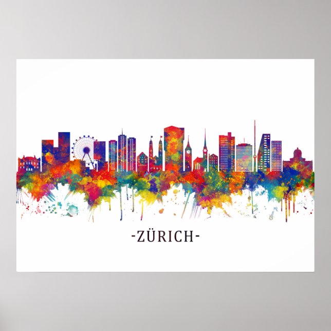 Póster Skyline Zurich Suiza (Frente)