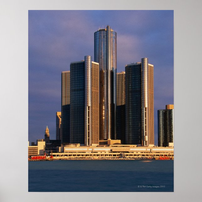 Póster Skyscrapers by the water in Detroit 3 (Frente)
