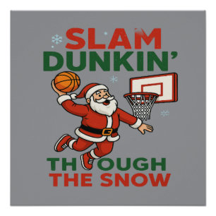 Póster Slam Dunkin a Través de la Nieve - Baloncesto de N