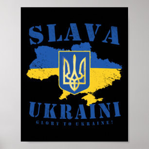 Póster Slava Ukraini Bandera ucraniana Tryzub Gloria a Uc