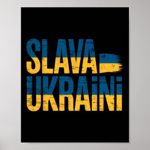 Póster Slava Ukraini Colores de la Bandera de Ucrania Apr