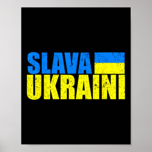 Póster Slava Ukraini Colores de la Bandera de Ucrania Des