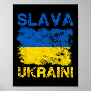 Póster Slava Ukraini Colores de la Bandera de Ucrania Dis