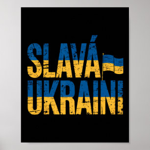 Póster Slava Ukraini Colores de la Bandera de Ucrania Dis