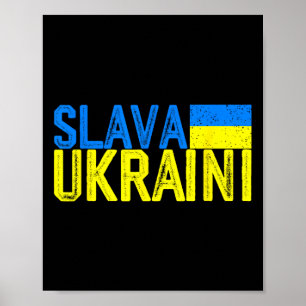 Póster Slava Ukraini Colores de la Bandera de Ucrania Dis