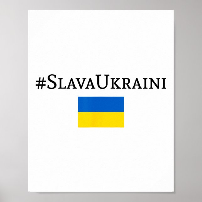 Póster Slava Ukraini Con Bandera De Ucrania  (Frente)